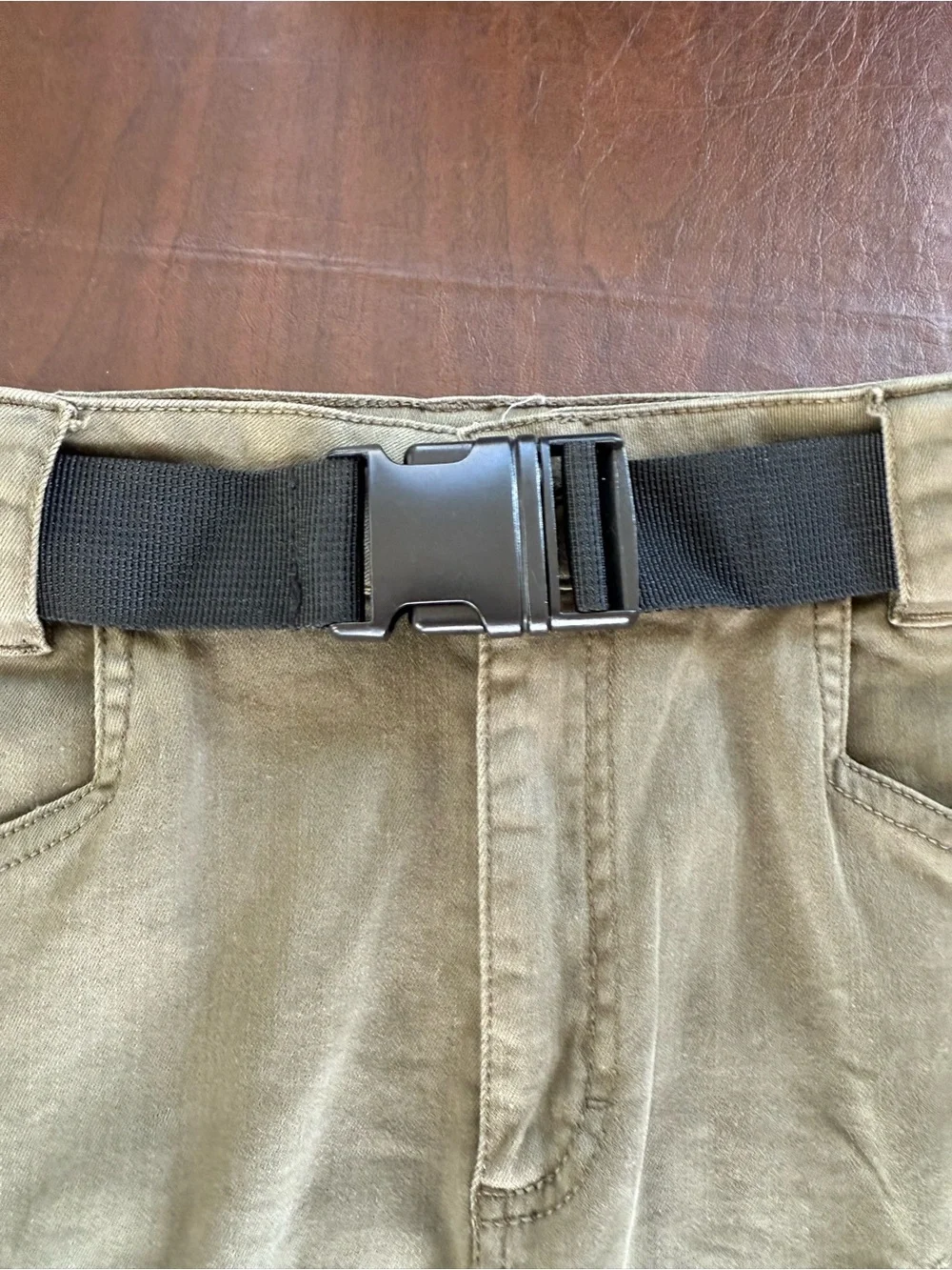 Garage Olive Green Cargo Skirt with Web Belt Detail